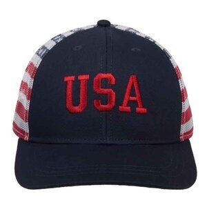 American Flag USA Blue Trucker Hat